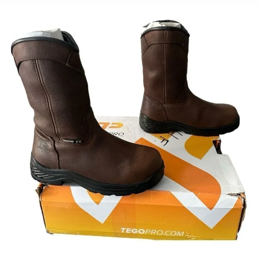 TegoPro Composite Toe Waterproof Slip Resistant Wellington Work Boot Brown 5